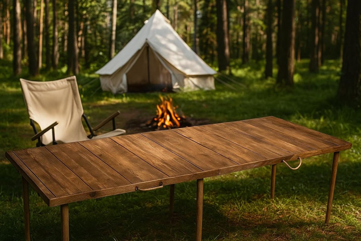 pratikoutdoor Katlanır Kamp, Piknik ve Bahçe Masası 75x180 cm - Ceviz Renk
