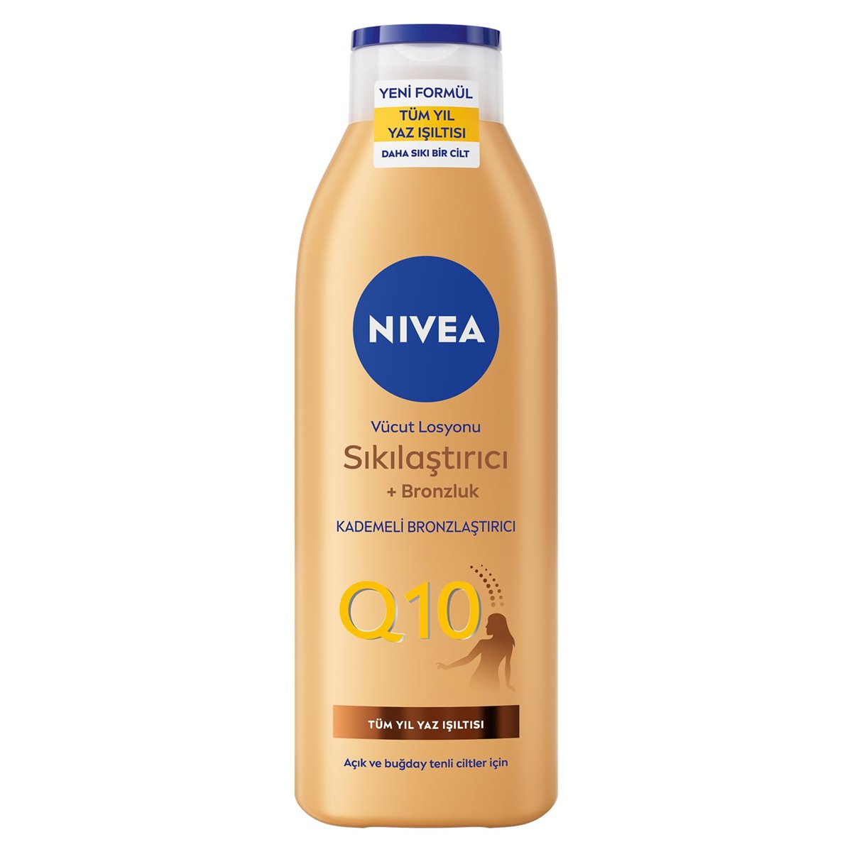 NIVEA Q10 Sıkılaştırıcı Ve Bronzlaştırıcı Vücut Losyonu 250ml, Kademeli Doğal Bronzluk, 7 Günde Sıkı Cilt, Açık ve Buğday Tenli Ciltler