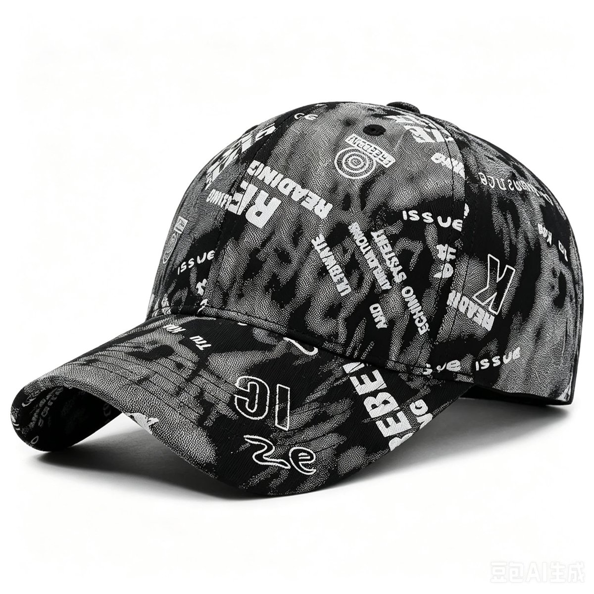 Valkyrie Unisex Siyah Grafiti Desenli Şapka Ayarlanabilir Baseball Cap Hip Hop Streetwear Spor Kep
