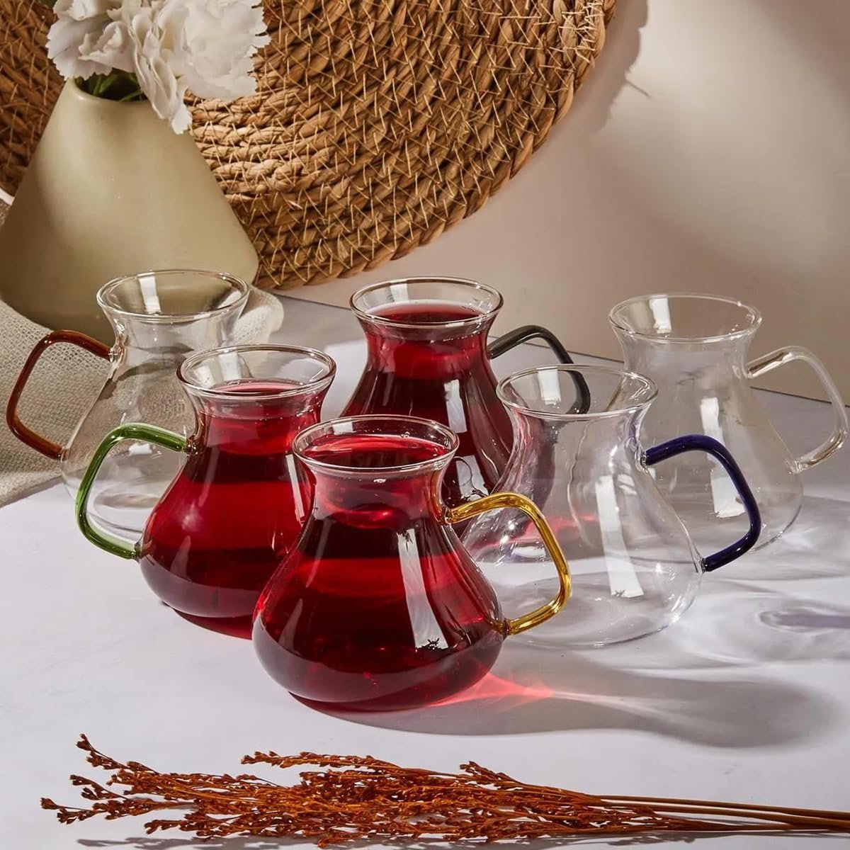 Perotti Ehl-i Keyf Luster Renkli 6'lı Çay Bardağı Seti 200 ml