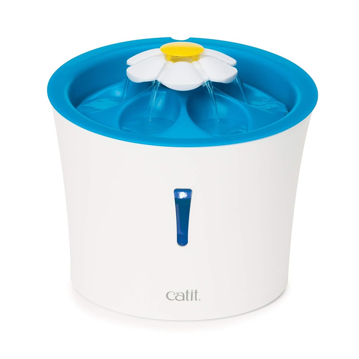 CATIT Çiçek Çeşmesi, kediler için LED'li çiçek çeşmesi, 3L, beyaz/mavi