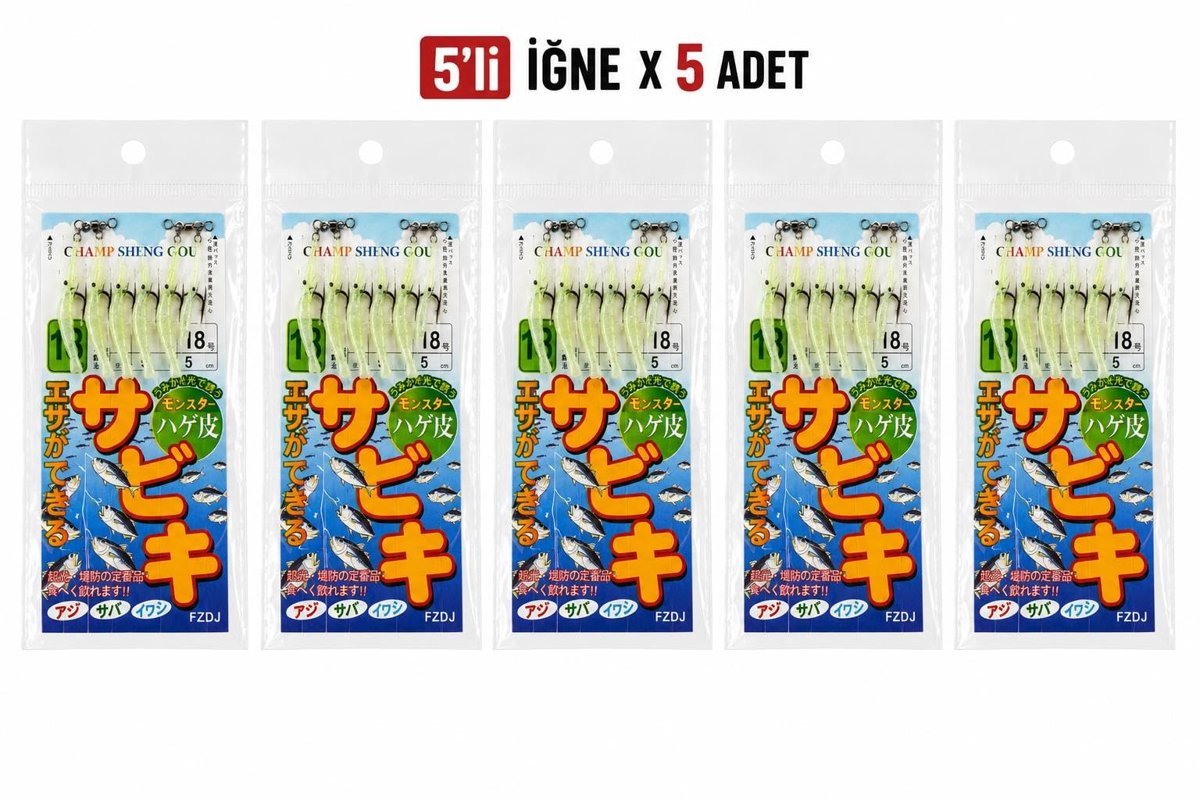 Valkyrie Fosforlu Silikon Karides Yem 5’li İğne x 5 Paket Hazır Gece Parlayan LRF Olta Yemi #13