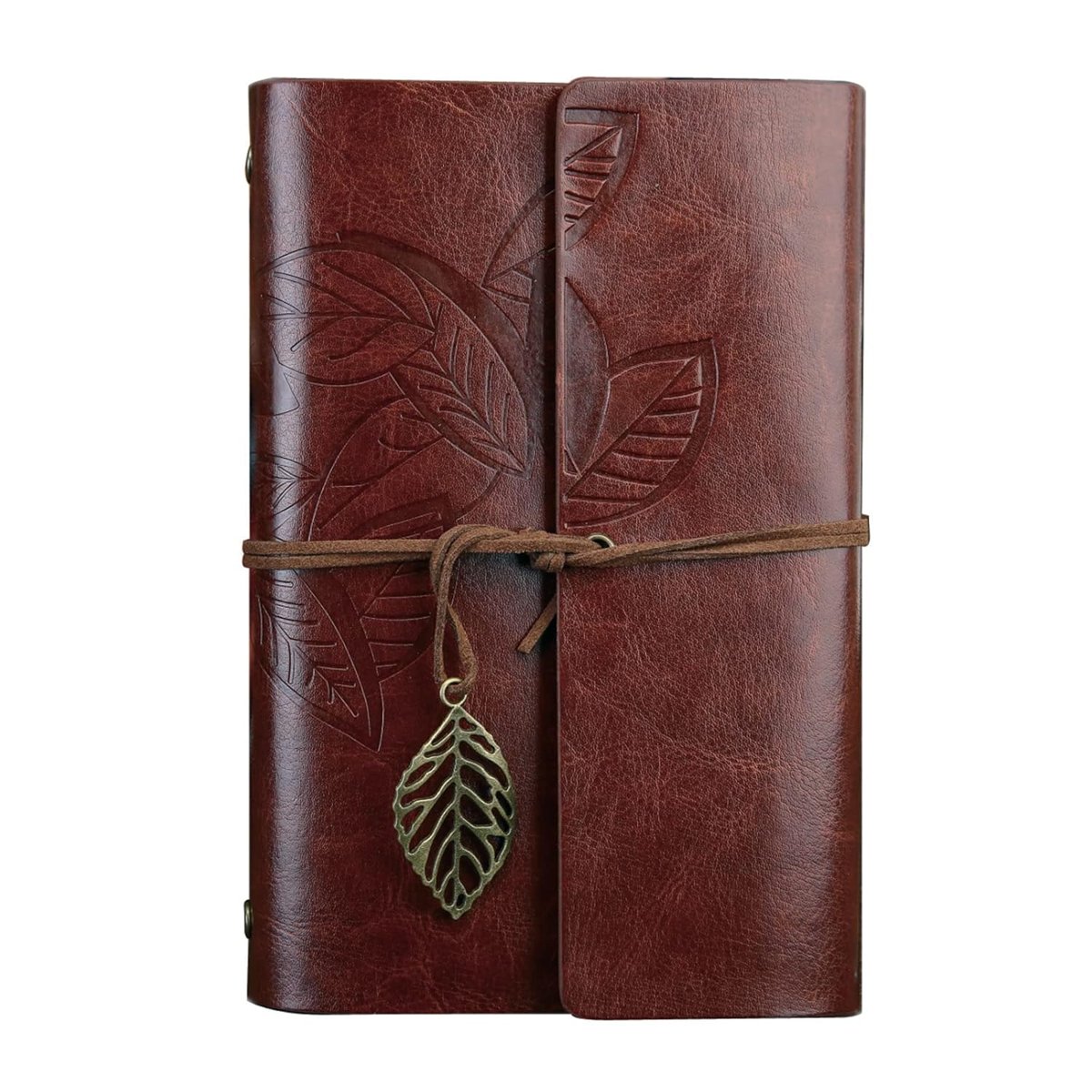 NectaRoy Retro Vintage yapraklı not defteri, klasik PU deri kapak, seyahat defteri, travel journal,