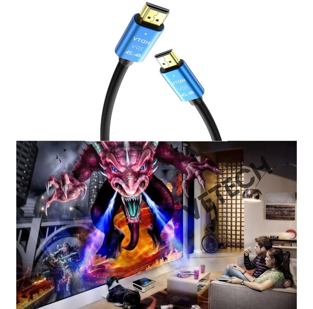 Vetech 4K HDMI Kablosu HDTV 2.0V Oyuncu Bilgisayarı, Playstation, XBoX, Notebook İçin (3 Metre)
