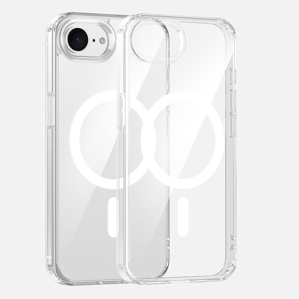 Zore Apple için uyumlu iPhone 16E Kılıf M-safe Şarj Özellikli Şeffaf Sert PC Zore Embos Kapak Şeffaf