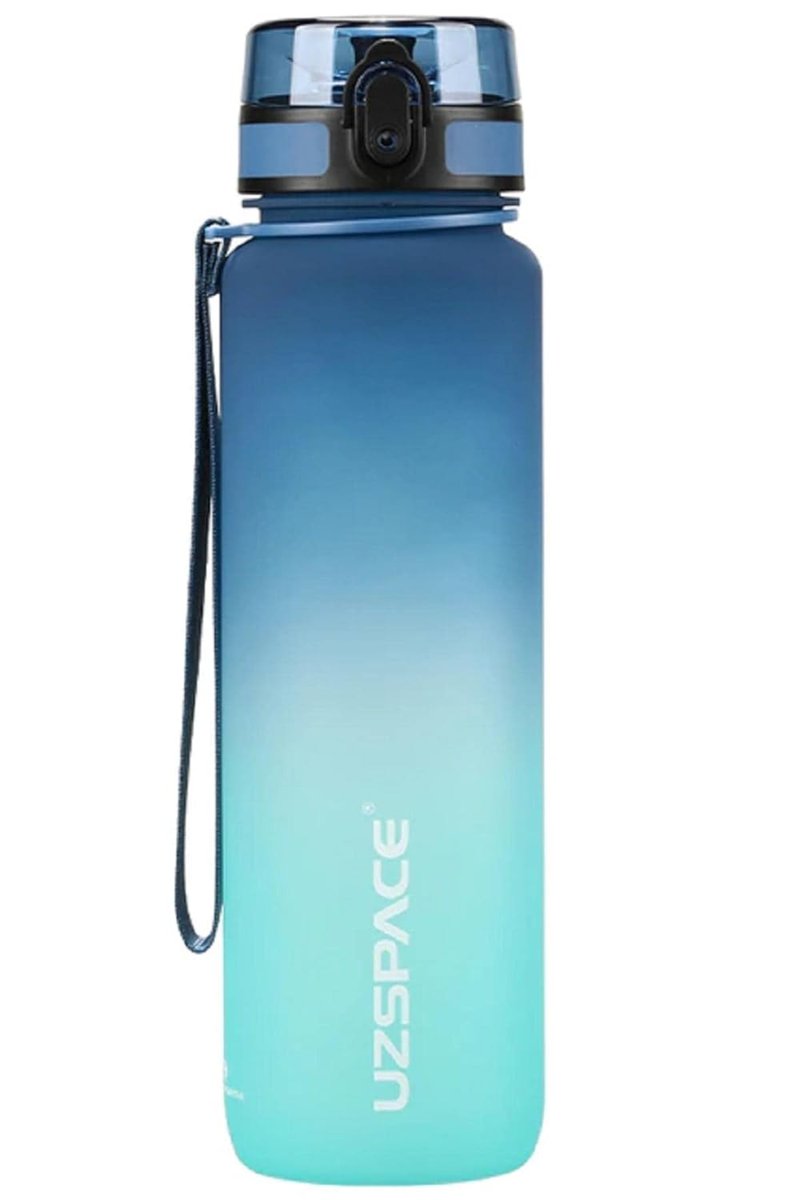 Uzspace FiftyFifty 1000ml BÜYÜK BOY Çift Renk Softtouch FF Collection Tritan Su Matarası Mavi-Turkuaz