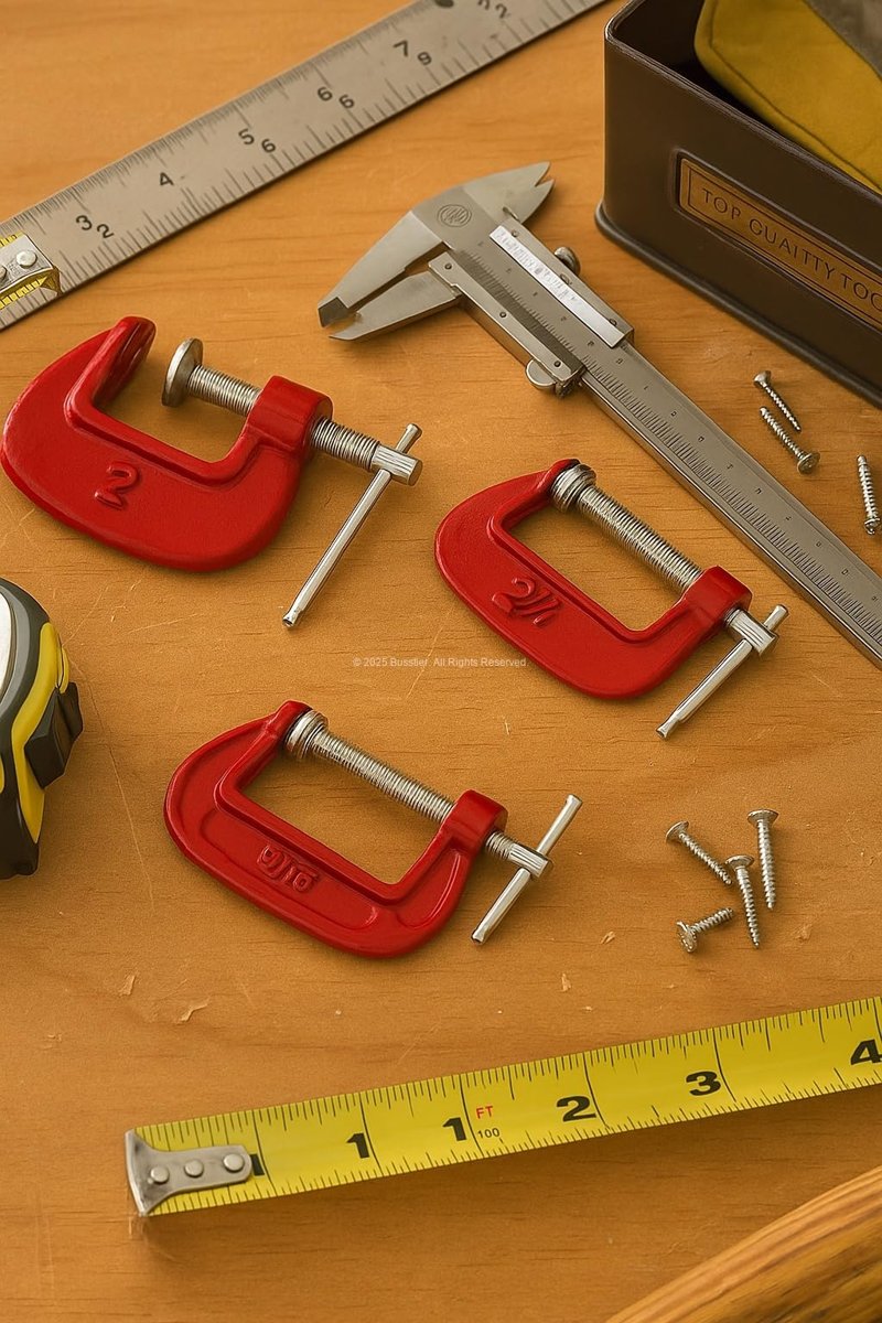 Busstier Mengene Seti, 3 Parça, Çelik Karbon, 2.5 cm, 5.2 cm, 6 cm Ağız Açısı, Ahşap ve Metal Sıkma İçin Profesyonel Mengene Takımı Karışık Renk