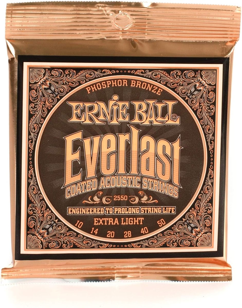 Ernie Ball Everlast Ekstra Hafif Kaplamalı Fosfor Bronz Akustik Gitar Telleri, Ölçü 10-50