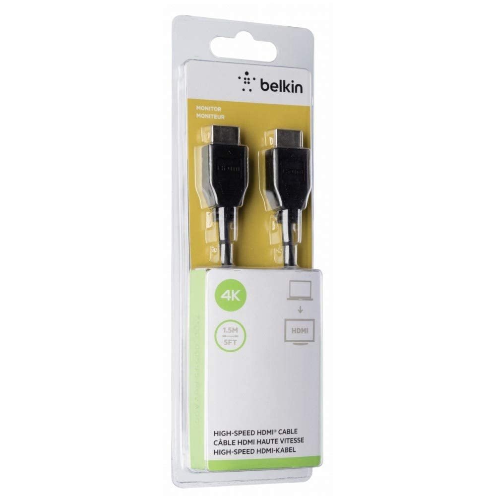 Belkin Hızlı HDMI 1.4 Kablosu, 1.5m (4k, Ultra HD, 3D), F3Y017bt1, 5MBLK