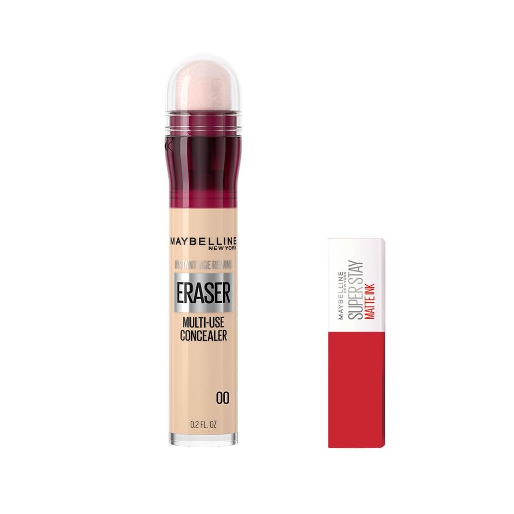 Maybelline New York Instant Anti Age Eraser Kapatıcı 00 Ivory  Mini Super Stay Matte Ink Likit Mat Ruj 20 Pioneer Makyaj Seti