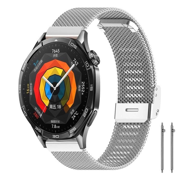 Rongep Huawei ile Uyumlu 22mm Milano Loop Kordon GT6/GT6 Pro/GT5/GT5 Pro/GT4/GT3/GT3 Pro/GT2/GT2 Pro 46mm için Nefes Alan GT6 Pro Terletmeyen Hafif Yapılı Paslanmaz Metal GT6 Kordon (Gümüş Rengi)