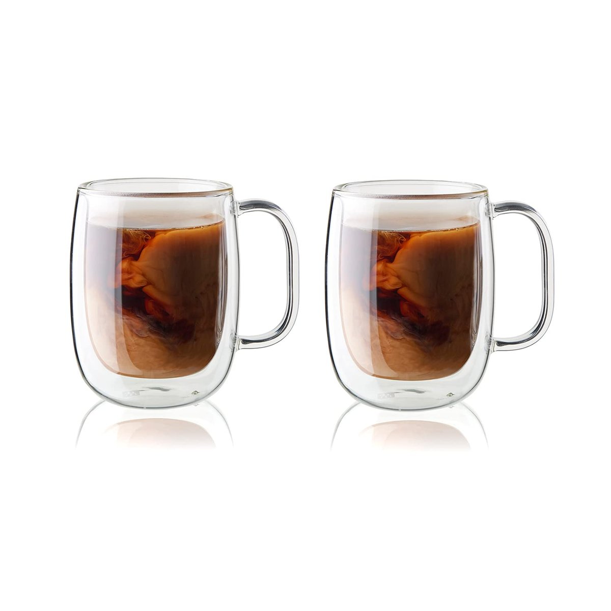 Zwilling Sorrento Çift Camlı Kulplu 2'li Kahve Bardağı Seti, 355 ml, Cam, Şeffaf Cam