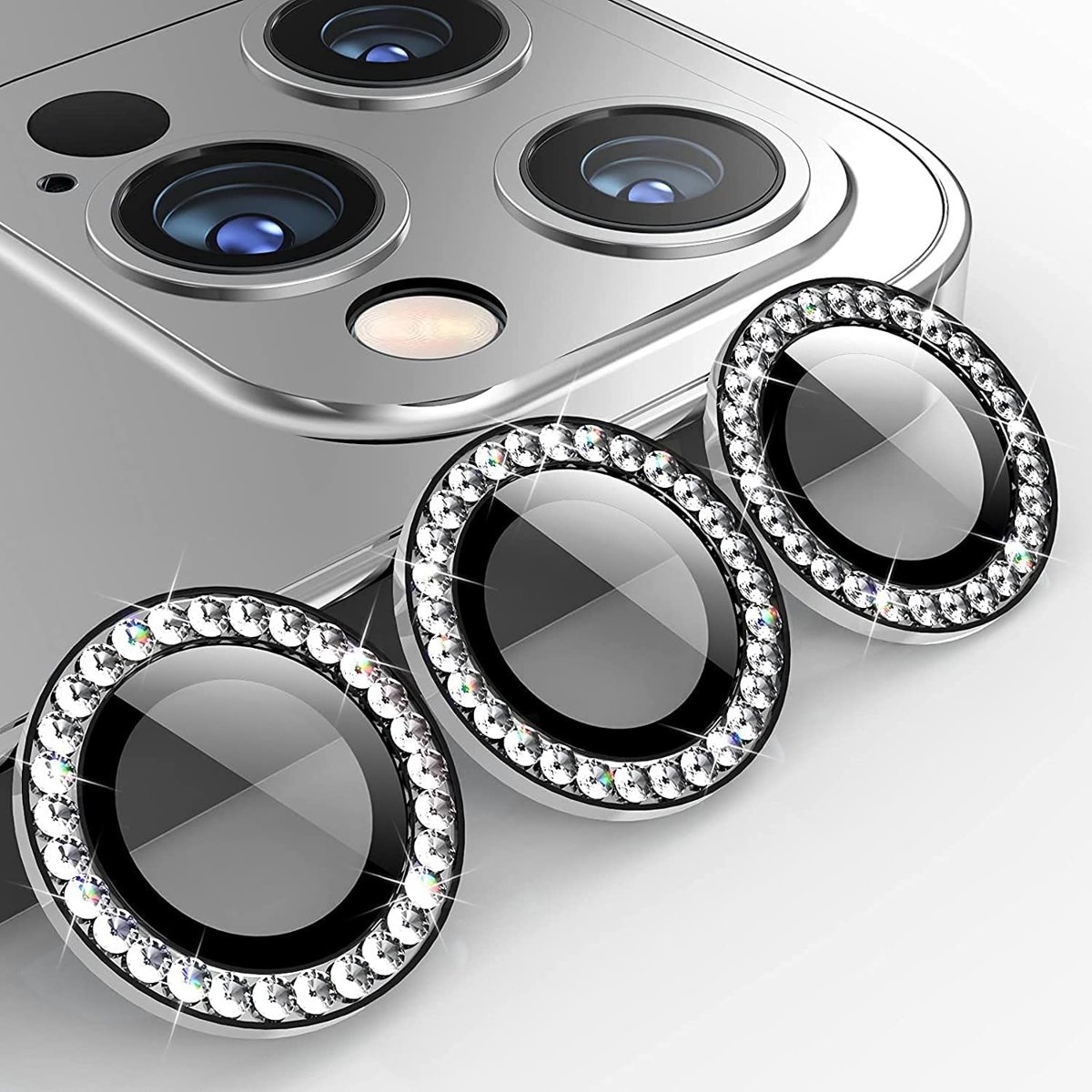 Happy Trend iPhone 14 - iPhone 14 Plus uyumlu Taşlı Tasarımlı Kamera Lens Temperli Koruyucu