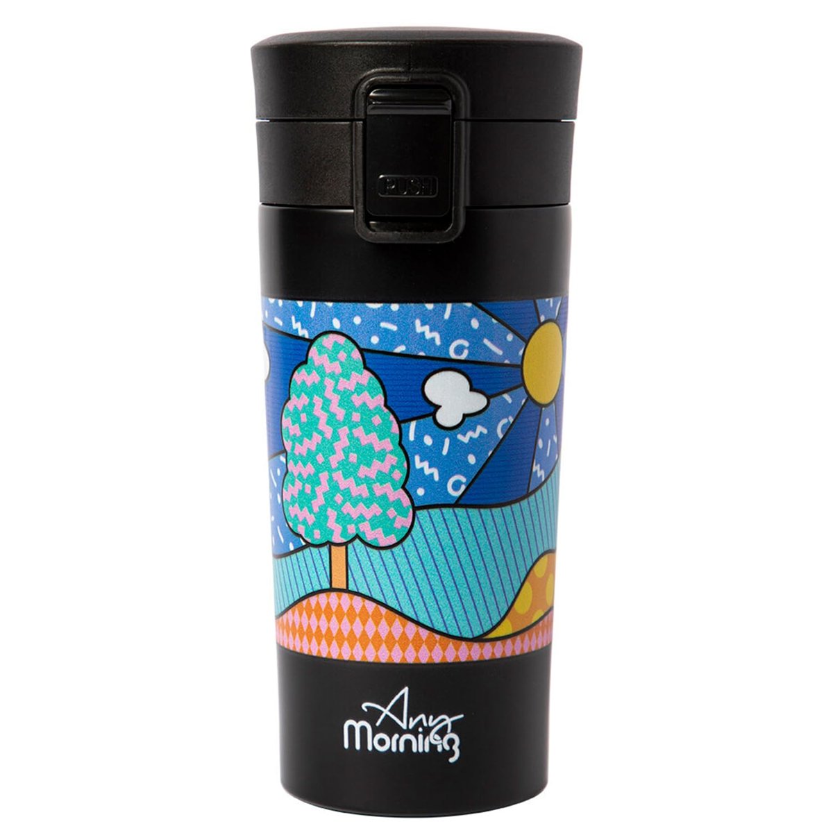 Any Morning 380 ml Paslanmaz Çelik Termos Mug, Çift Katmanlı, Sızdırmaz Kapaklı, Siyah BA21522