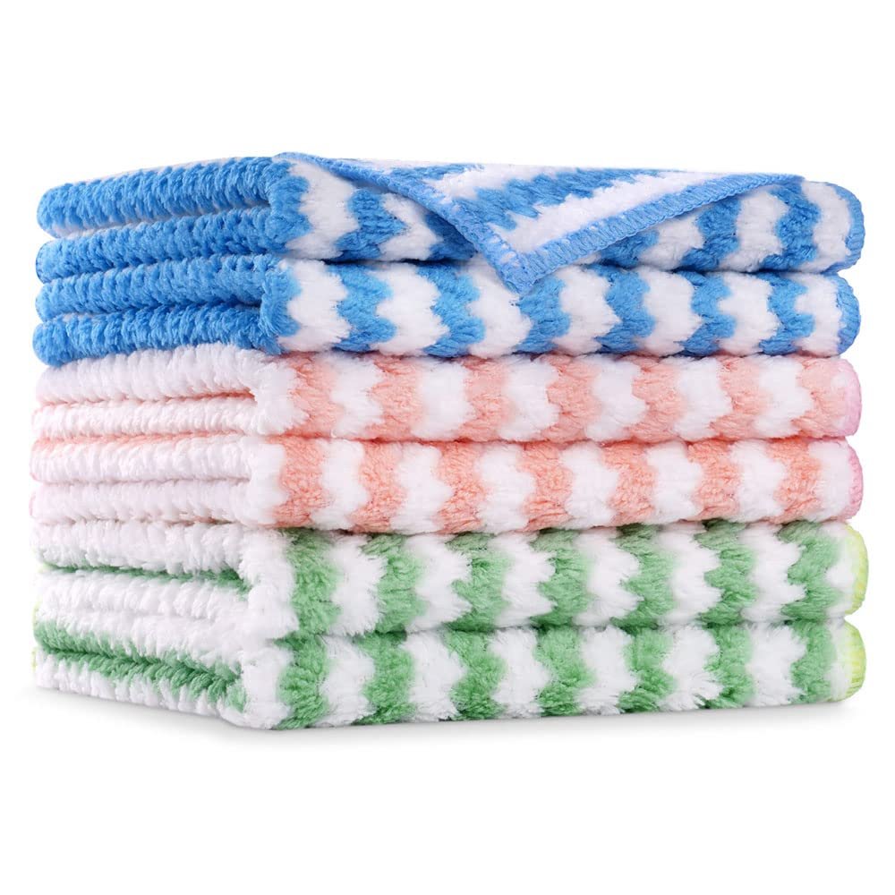 Vicloon Mikrofiber Temizleme Bezleri, 6 Adet Süper Emici Mikrofiber Temizleme Bezi, Yeniden Kullanılabilir Mikrofiber Bulaşık Bezleri, Ev, Mutfak için Çok Amaçlı Temizlik Havluları, Boyut 25 x 25 cm