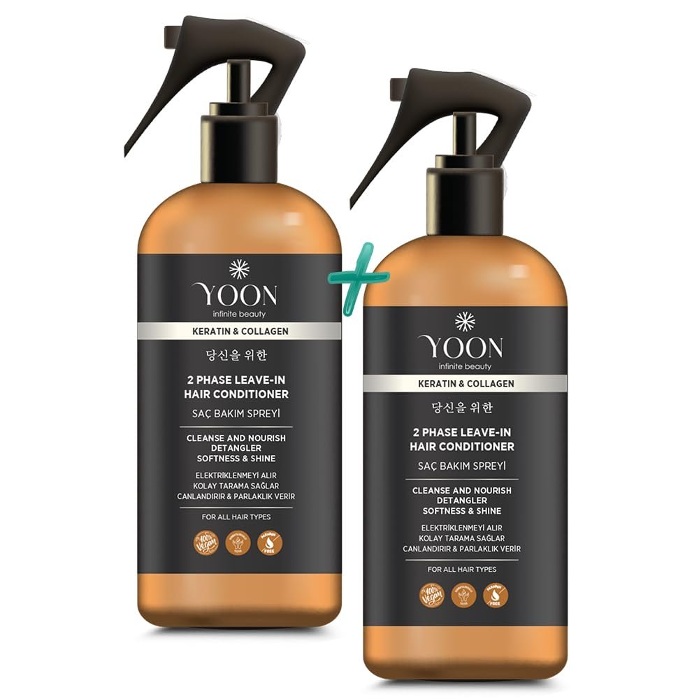 YOON 2'si 1 Arada Kolajen & Keratin İçeren Saç Spreyi, Elektriklenme Önleyici ve Kolay Tarama Spreyi, Paraben ve Sülfat İçermeyen Vegan Saç Bakım Spreyi 250ml