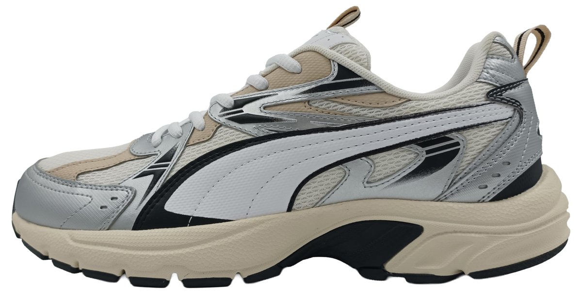 PUMA Milenio tech_ Unisex Yetişkin Spor Ayakkabı Warm White-White-PUMA Silver 44.5