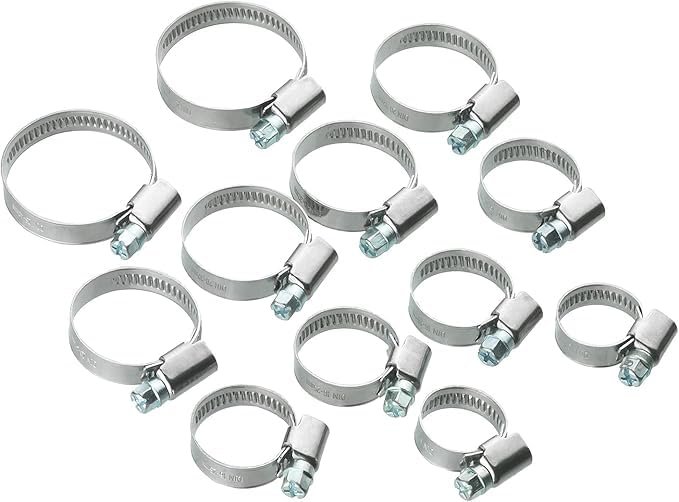 AEE® 10’lu Metal Hortum Kelepçesi Seti – 8-18 mm / 11-20 mm / 13-23 mm / 18-25 mm / 14-27 mm | Ayarlanabilir Paslanmaz Çelik Kelepçe Seti, Su – Hava – Yağ Hatları İçin