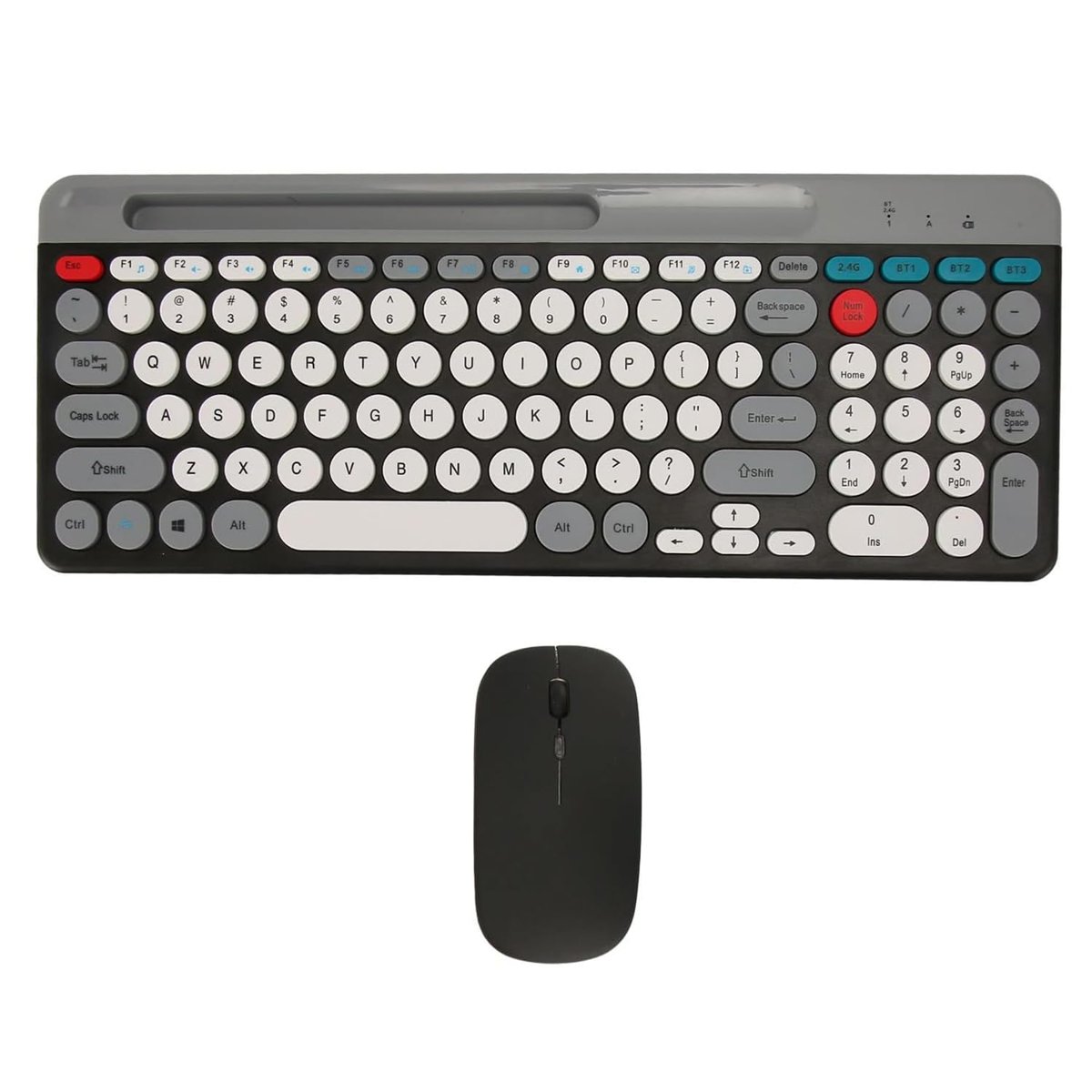 Coverzone Bluetooth Klavye Mouse Kablosuz Klavye ve RGB Mouse Set 2.4G Bluetooth ve Batarya Taşınabi
