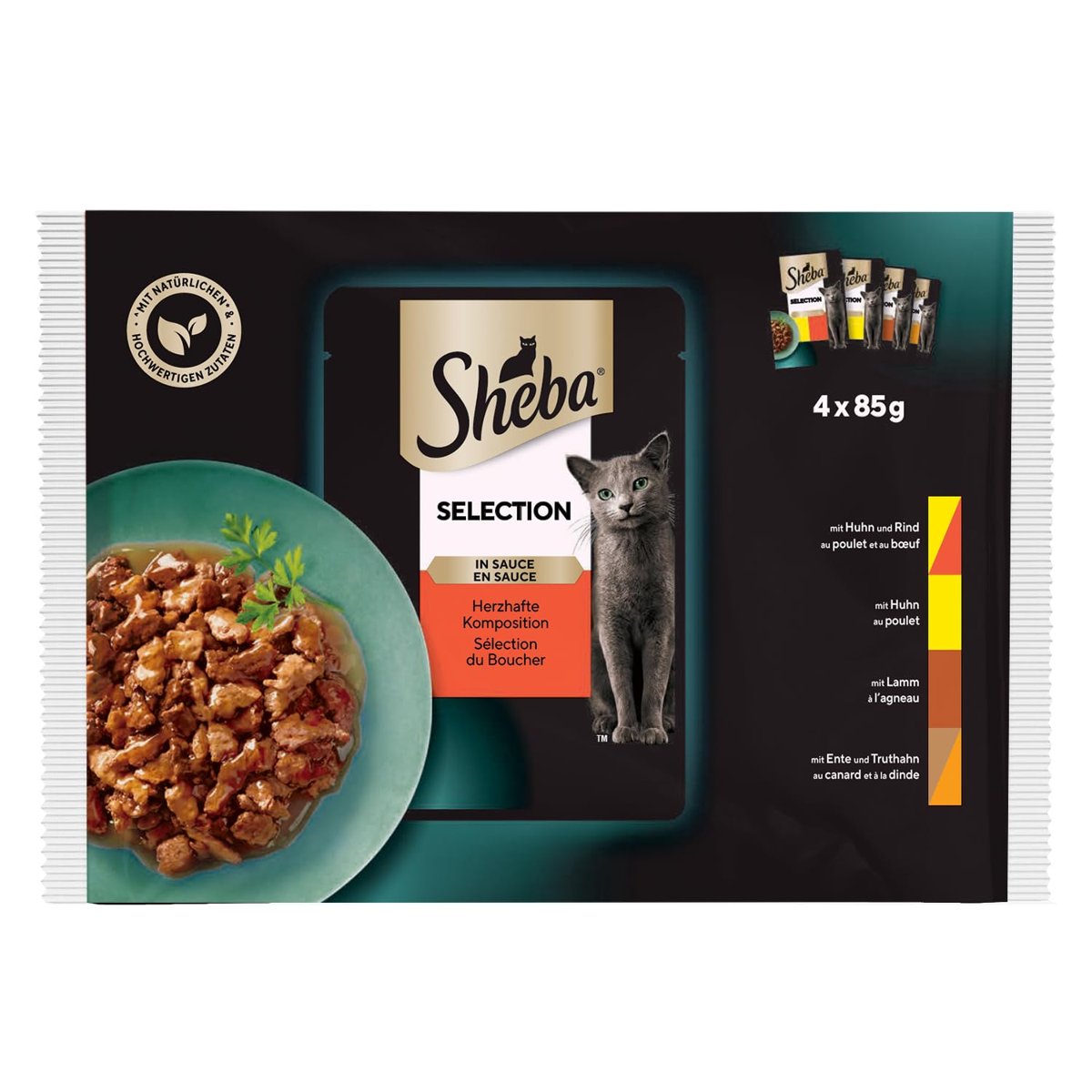Sheba Yetişkin Etli Çeşitler 4'lü Paket Yaş Mama 340 g