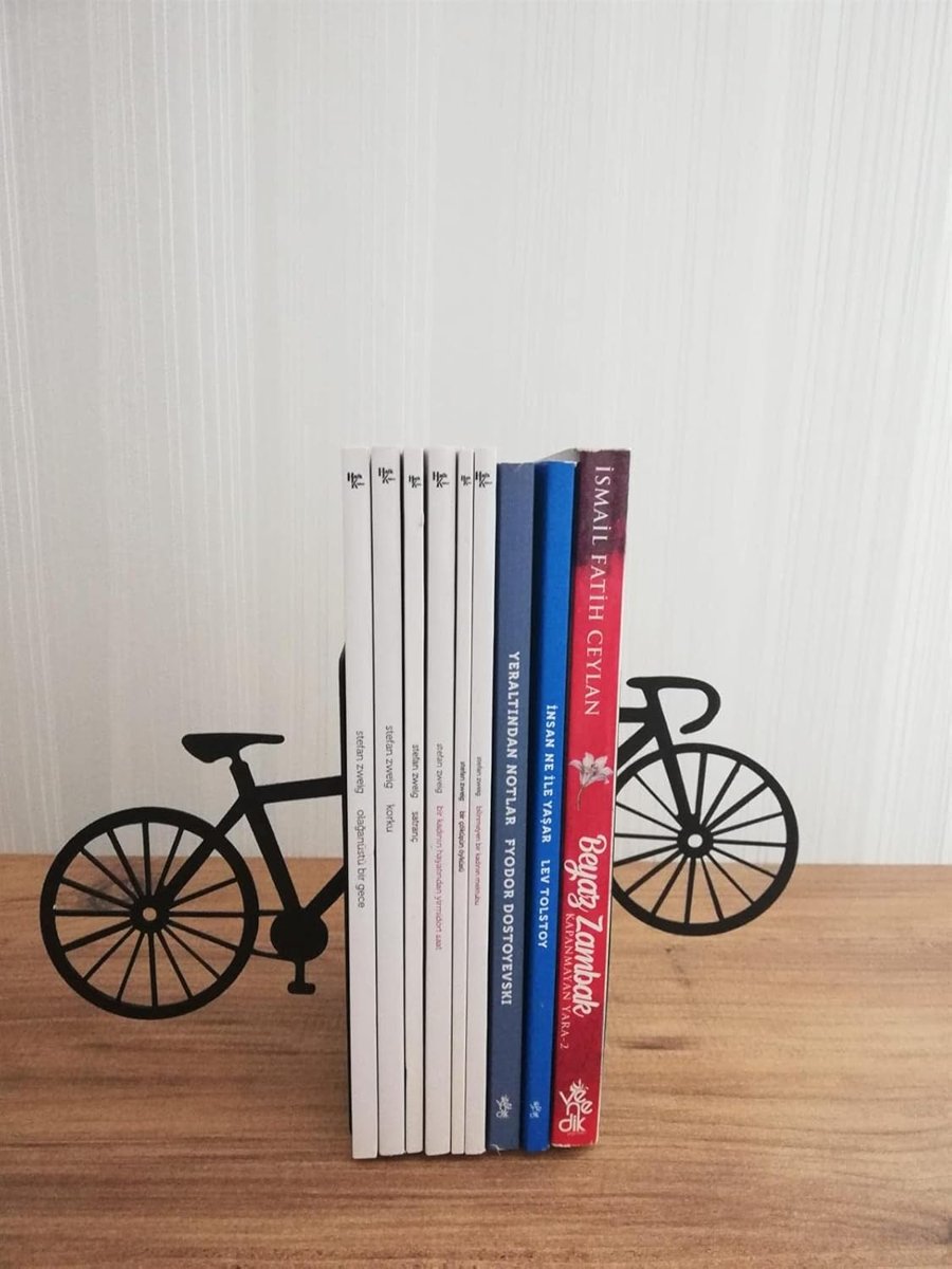 Risingmaber Dekoratif Bisiklet Desenli Metal Kitap Tutucu 2’li paket MK13S