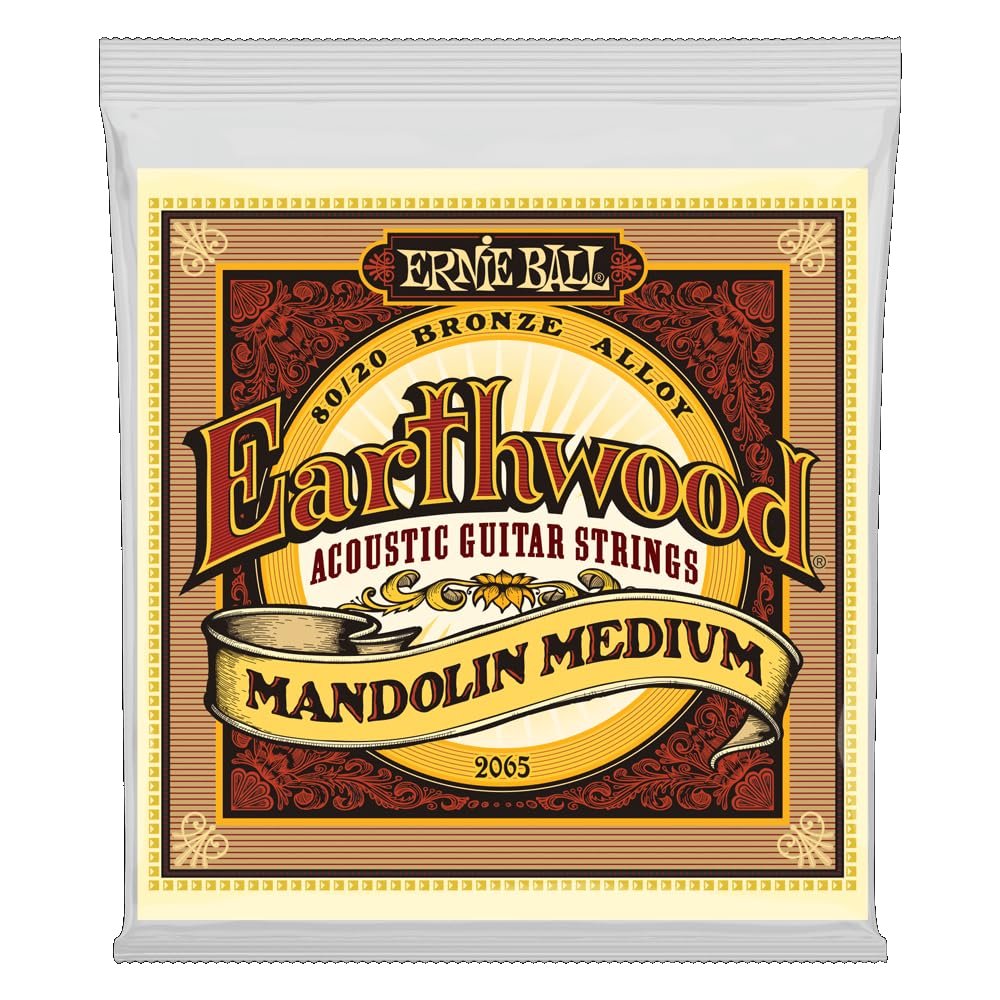 Ernie Ball P02065 Earthwood Mandolin Orta Döngü Sonu 80/20 Bronz Akustik Gitar Telleri, Ölçer 10-36