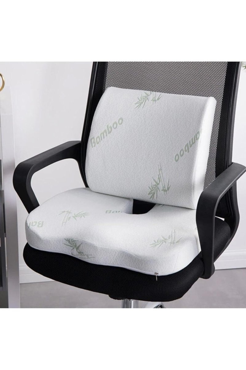 Whiteblanco Bambu Kılıflı Oturma Minderi Ve Sırt Yastığı Seti