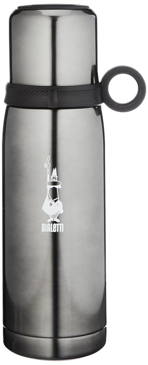 Bialetti - Termos - 460mL - Koyu Gri Renk - Paslanmaz Çelik - Çift Katmanlı - 12 Saat Sıcak 24 Saat Soğuk Tutar - Bardaklı Kapak Özelliği