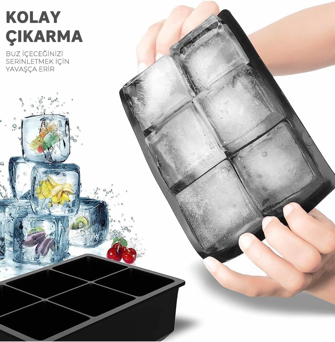 Buz Kalıbı Kare Çok Amaçlı Buz Küpü Kalıbı | | Kare Buz Küpü Kasesi 6 Bölmeli | Kolay Serbest Bırakm