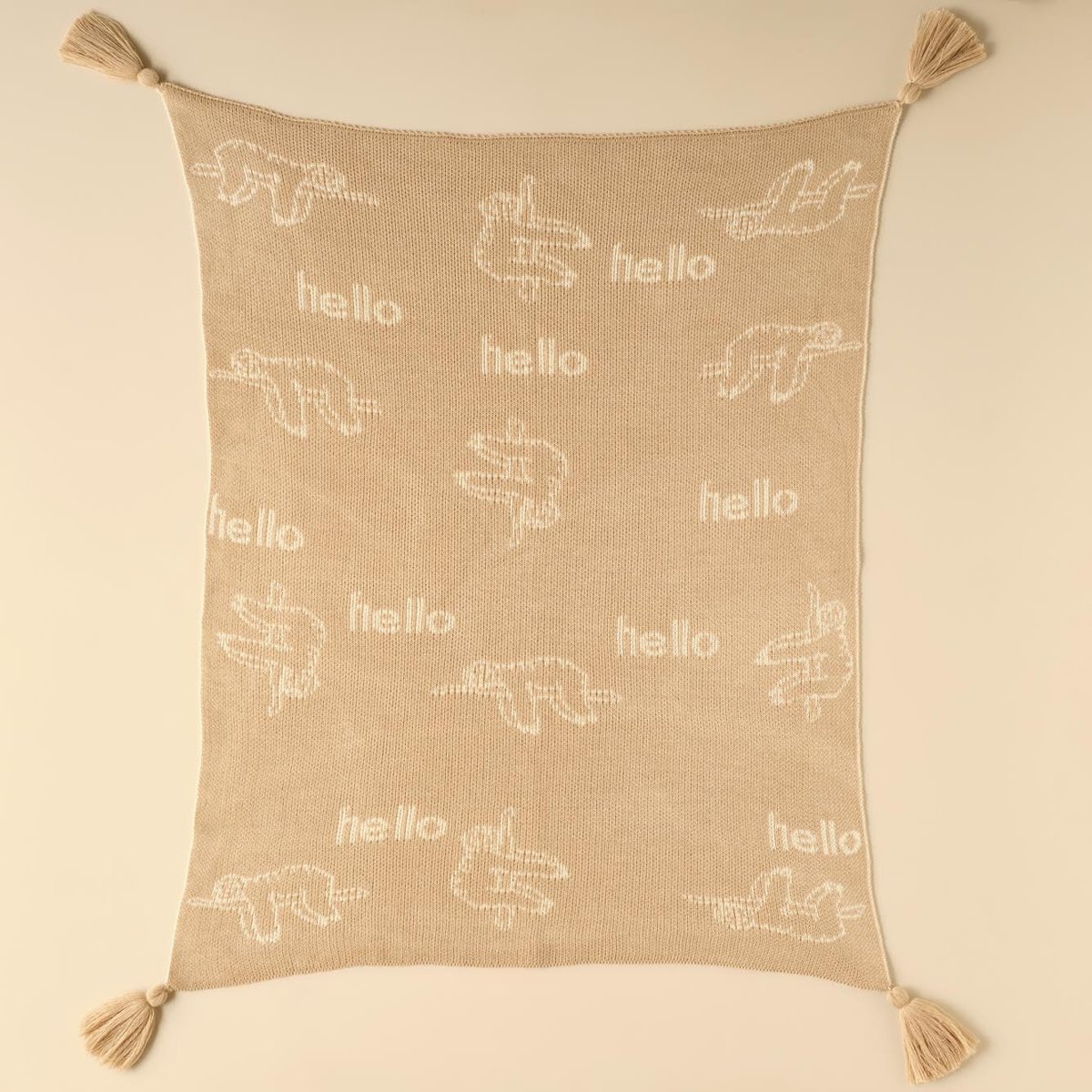 BELLA MAISON Sloth Hayvan Baskılı%100 Akrilik Battaniye, Bej, 100x120 cm