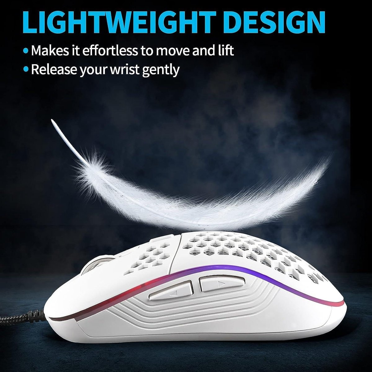 Valkyrie RGB Led Işıklı 6 Tuşlu 7200DPI Gaming Oyuncu Mouse Beyaz