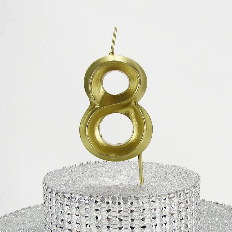 PARTİ VİTRİNİ 8 Sekiz Rakamlı Gold (Altın) Mum 6.5 Cm