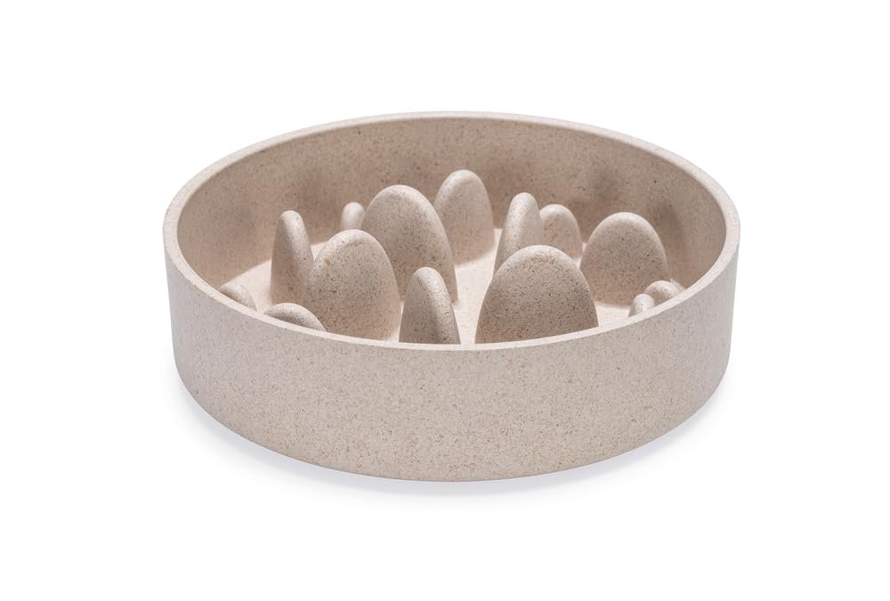 Beeztees DBL Köpek Yavaş Besleme Mama Kabı, Bambu, Bej, 17cm, 800ml