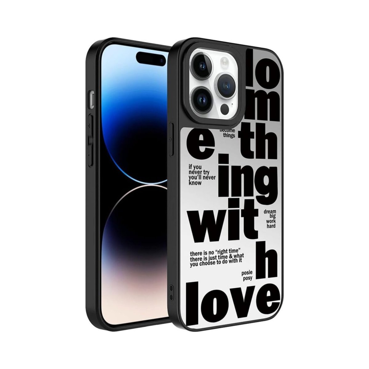 PSR Aksesuar iPhone Serisi Uyumlu Kılıf - Aynalı Desenli Kamera Korumalı Mirror Kapak (Love, iPhone 11 Pro Max)