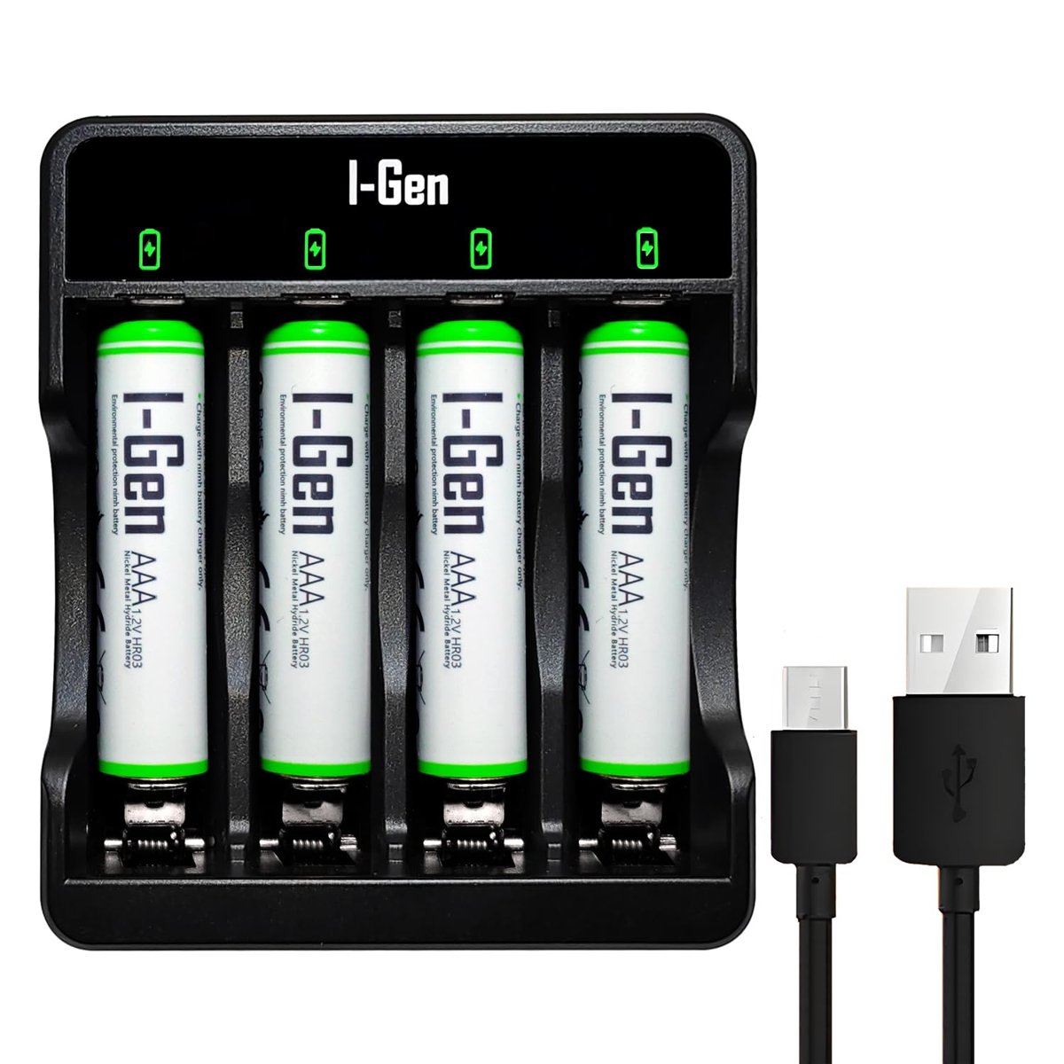 I-Gen G465 4'lü Pil Şarj Aleti + 4 Adet AAA 650 mAh Şarjlı İnce Kalem Pilli Set