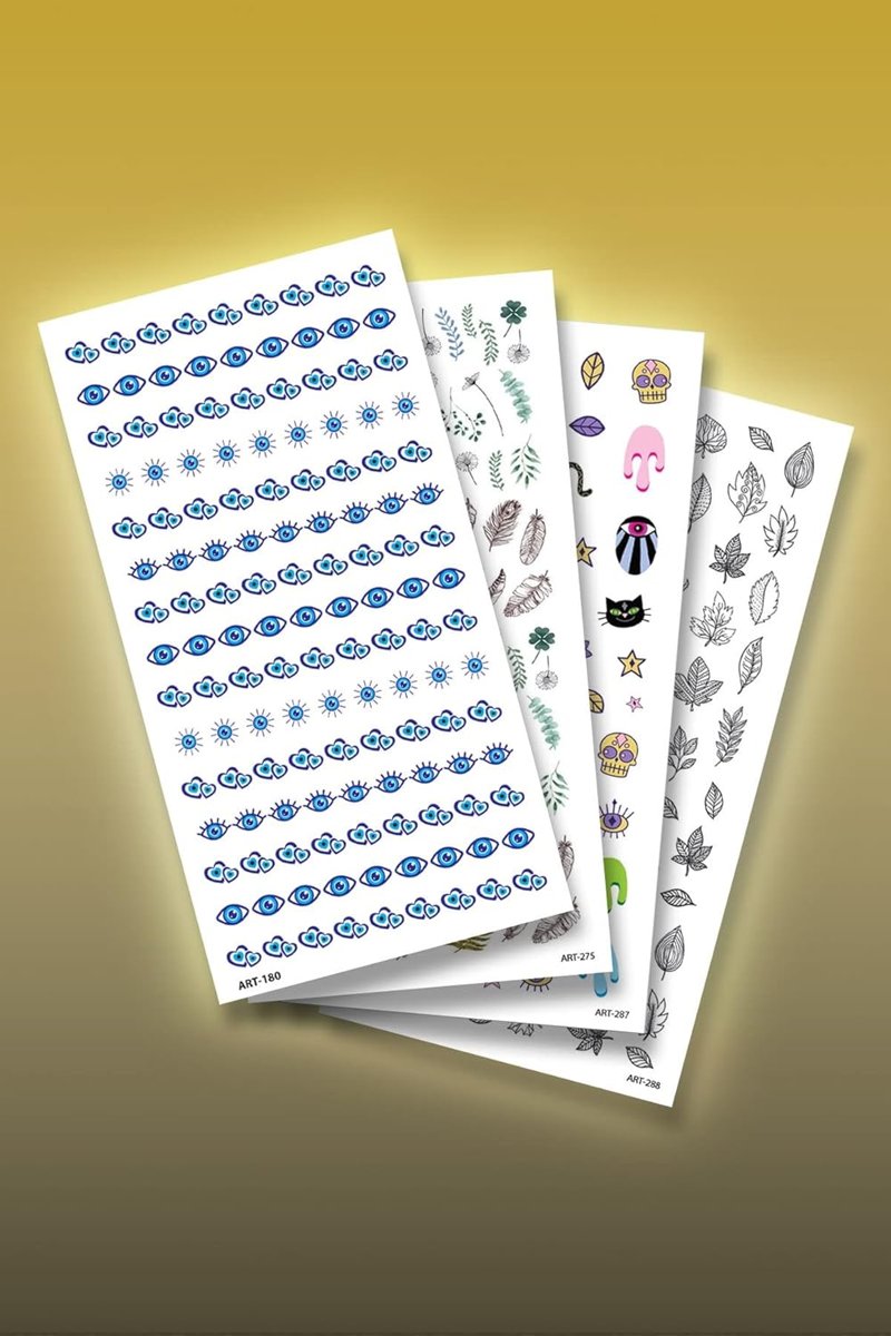 ARTİKEL 4'lü Tırnak Dövmesi Seti, Tırnak Sticker Seti, Nail Art, Tattoo