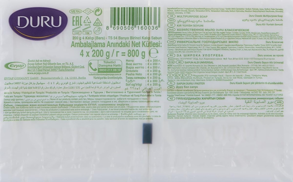 Duru Saf  Doğal Klasik Kalıp Sabun, 800 gr