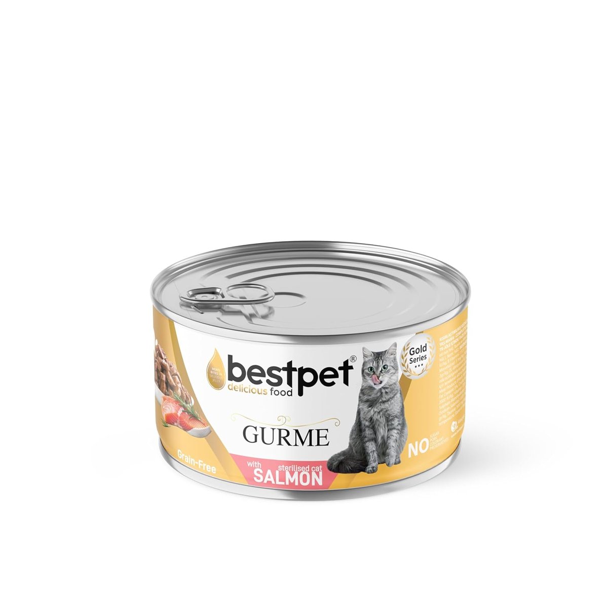 Bestpet Kısırlaştırılmış Gurme Kediler İçin, Tahılsız, Somon Parça Etli Yaş Mama, 85 gr x 24 adet