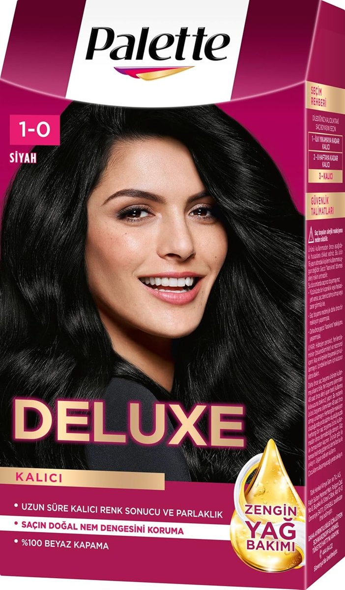 Palette Deluxe Kalıcı Renkler Saç Boyası 1-0 Siyah