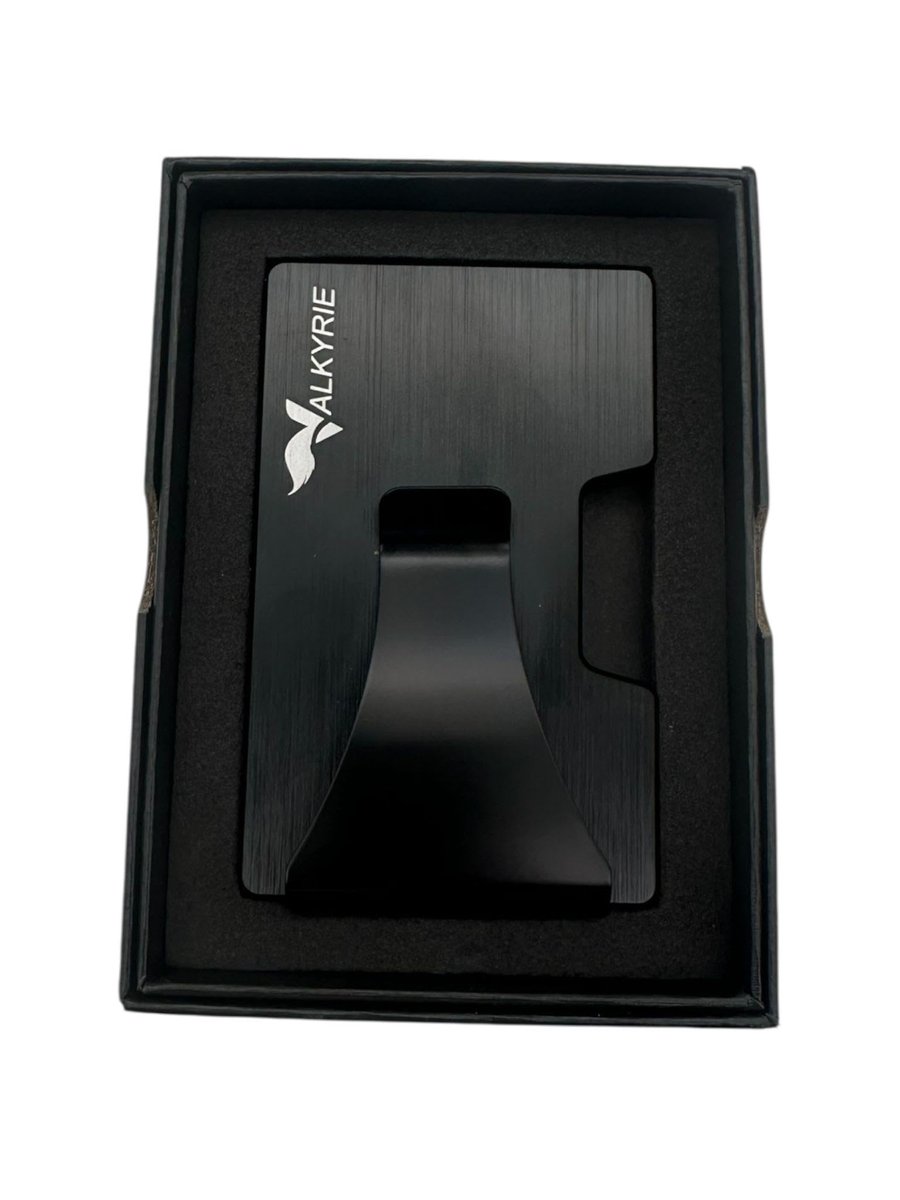 Valkyrie Akıllı Mekanizmalı Metal Kartlık RFID Korumalı Şık Dayanıklı 15-25 Kart Kapasiteli Cüzdan Kartlık Siyah