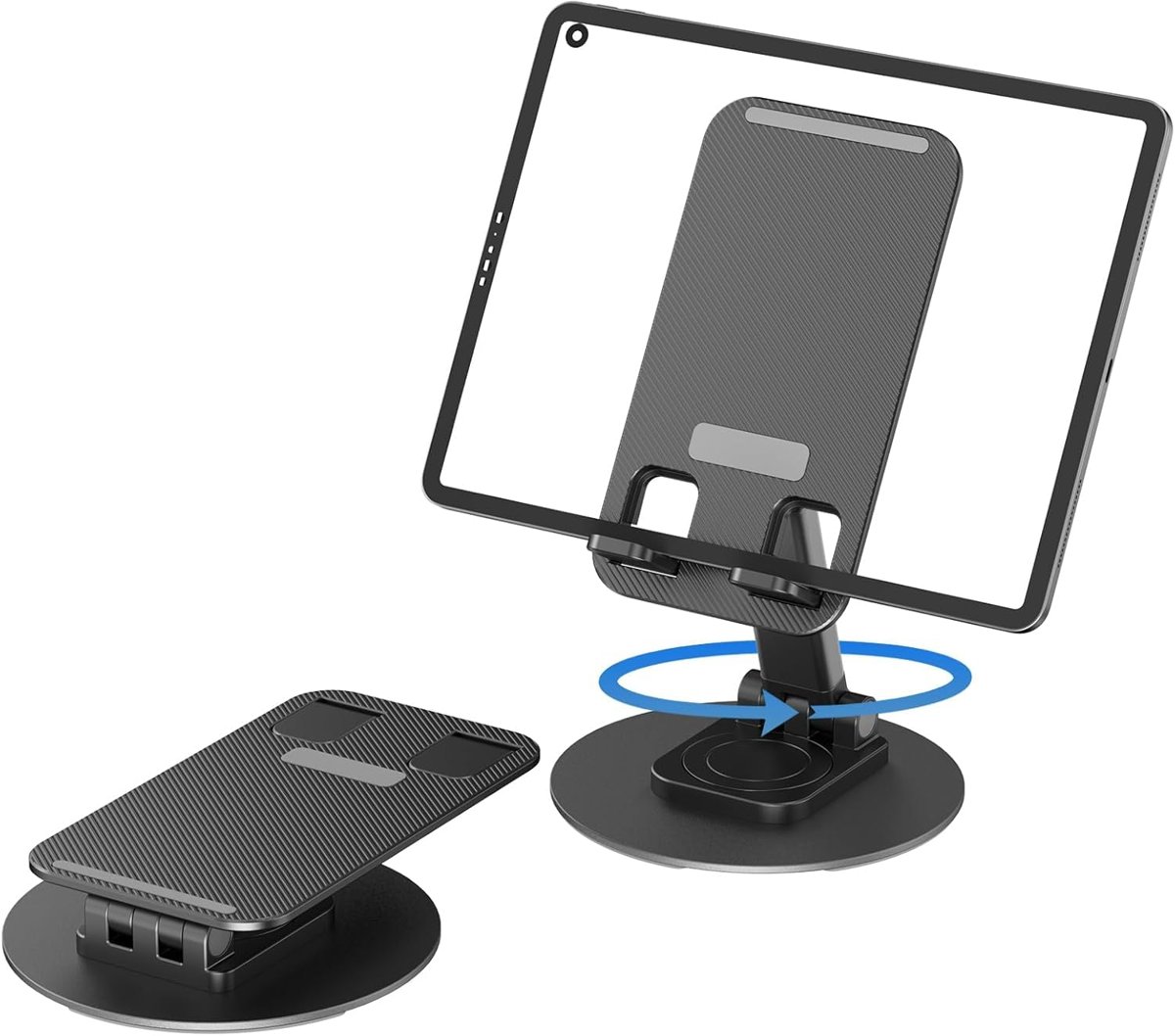 Kyrotech Ayarlanabilir Katlanabilir Masaüstü Telefon Standı, 360° Döner, Evrensel Uyumlu 4-8 inç Telefon ve 13 İnch Kadar Tablet Tutucu, Alüminyum Metal Tabanlı, Kaymaz ve Taşınabilir 33 CM Uzunluk