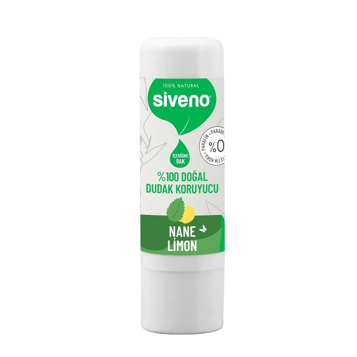 Siveno%100 Doğal Dudak Koruyucu Nane  Limon Bitkisel Lipbalm Krem Nemlendirici Parlatıcı Onarıcı 6 G