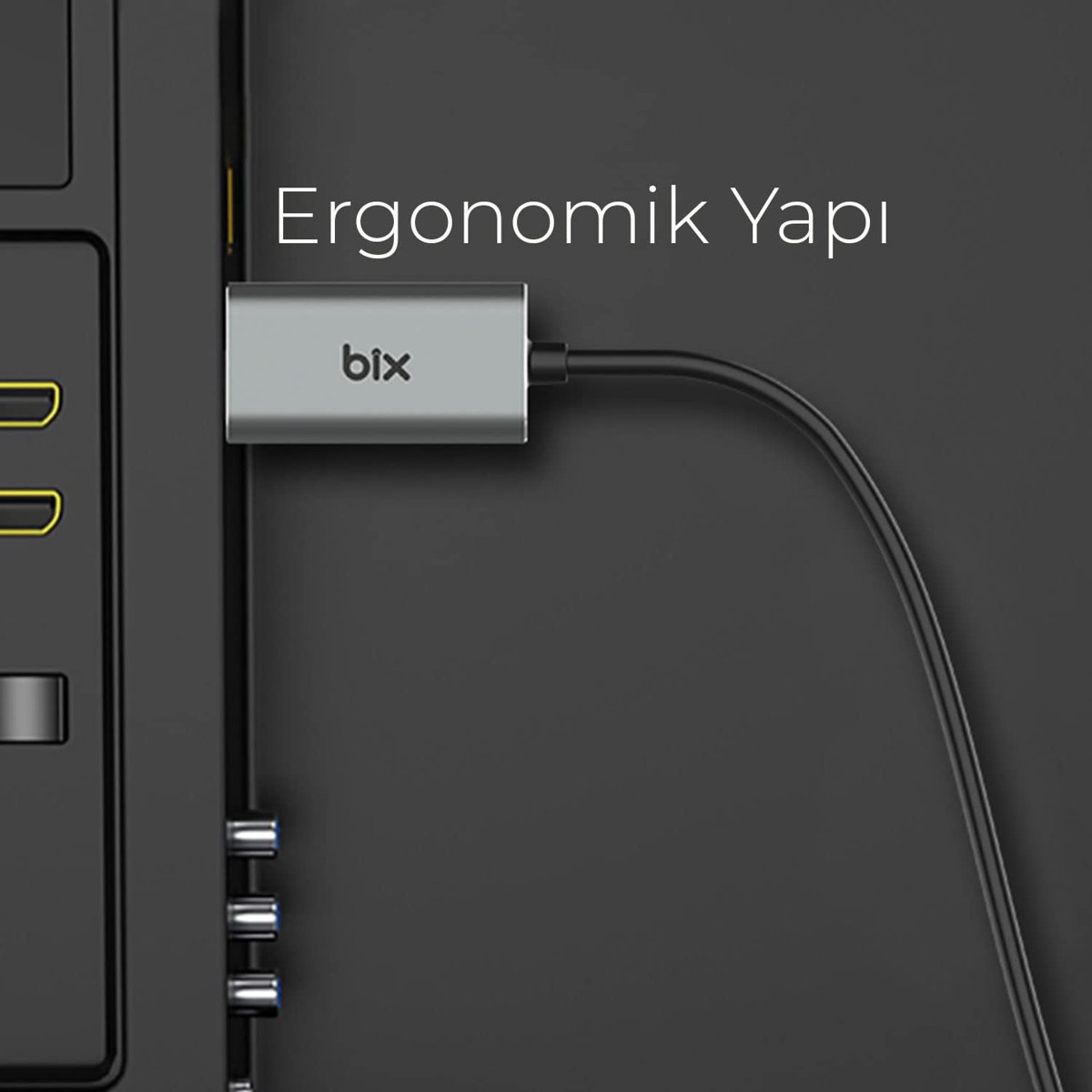 Bix BX02HB USB-C to 4K@30Hz HDMI Kablo 1.8 metre Windows Mac Android Uyumlu HDCP Destekli Gri