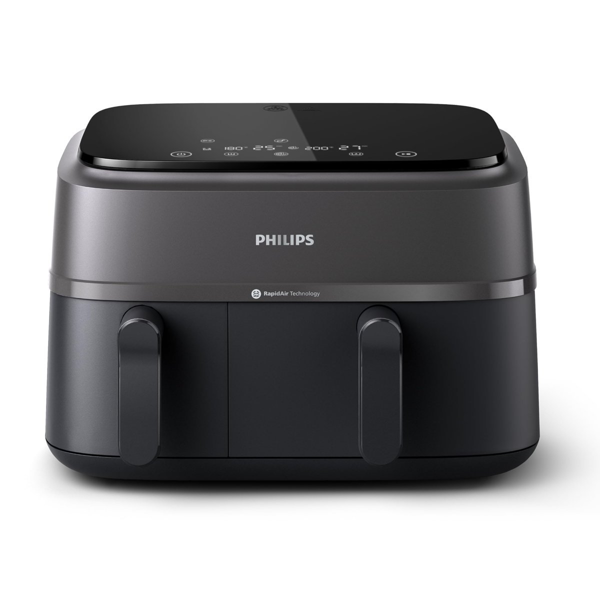 Philips Çift Hazneli Airfryer 3000 Serisi, 9L, 2 Hazneli Air fryer, Rapid Air Teknolojisi, Aileniz için Çok Yönlü Geniş Airfryer,%90 Daha Az Yağ, Enerji Tasarrufu, HomeID Uygulaması (NA350/00)