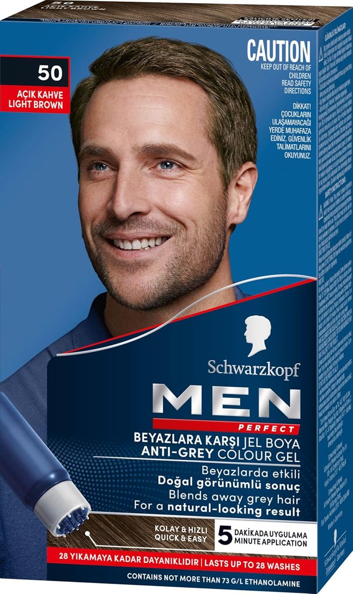 Schwarzkopf Men Perfect Saç Boyası 50 - Açık Kahve, 80 Ml
