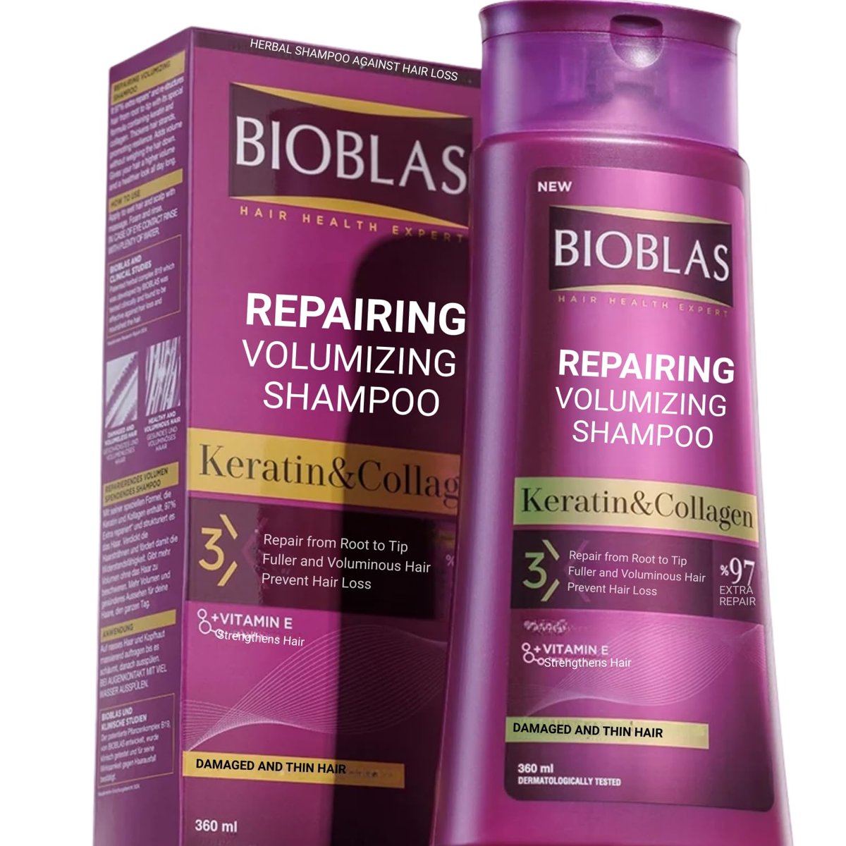 Bioblas Kolajen  Keratin Şampuan – Saç Dökülmesine Karşı, Onarıcı ve Dolgunlaştırıcı Etki, Bitkisel
