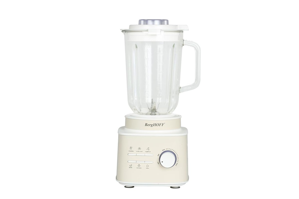 BergHOFF Gem Retro 1500 W Masaüstü Blender – 1, 5 L Cam Hazne, Titanyum Bıçak, Bakır AC Motor | Krem
