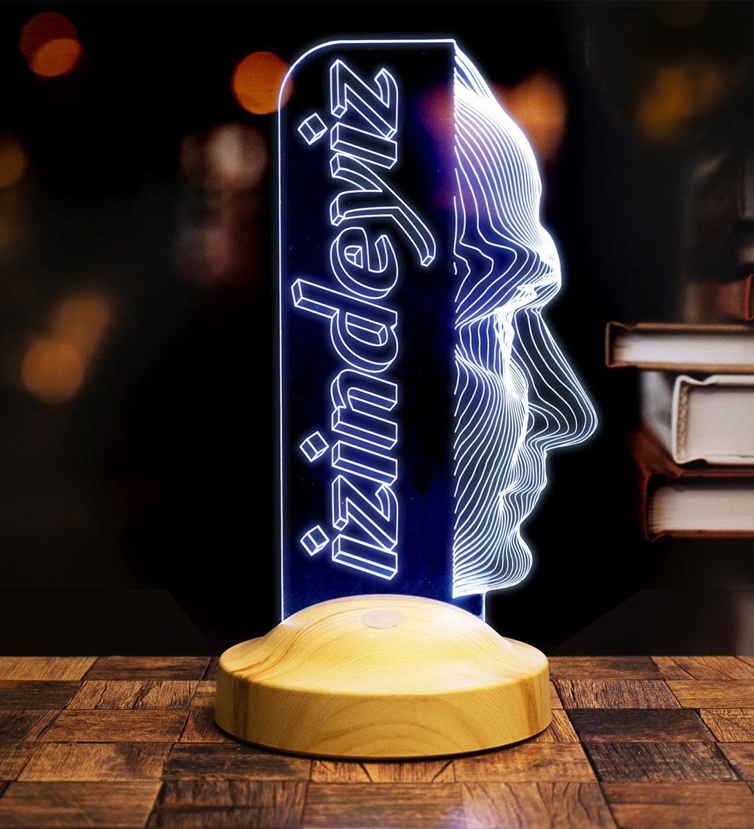 Atatürk Temalı Hediyelik Ürünler Atatürk İzindeyiz Gecelambası 3D Led Lamba, Atam İzindeyiz Sloganı,