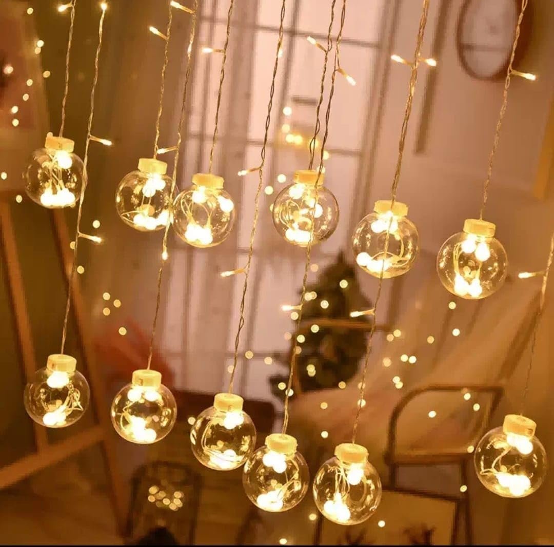 MR 3 Metre Top Perde Led Işık Gün Işığı 8 Fonksiyonlu Eklenebilir Küre Toplu Ampul Dekoratif Led Işık Yılbaşı Süsü