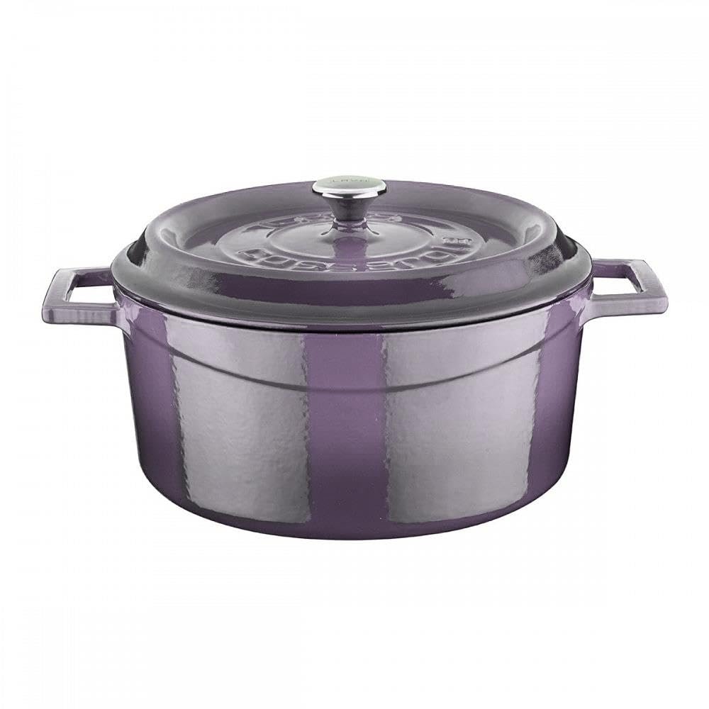 LAVA Cookware yuvarlak fırın tenceresi, çap 24 cm, dökme demir, mor, 24 cm